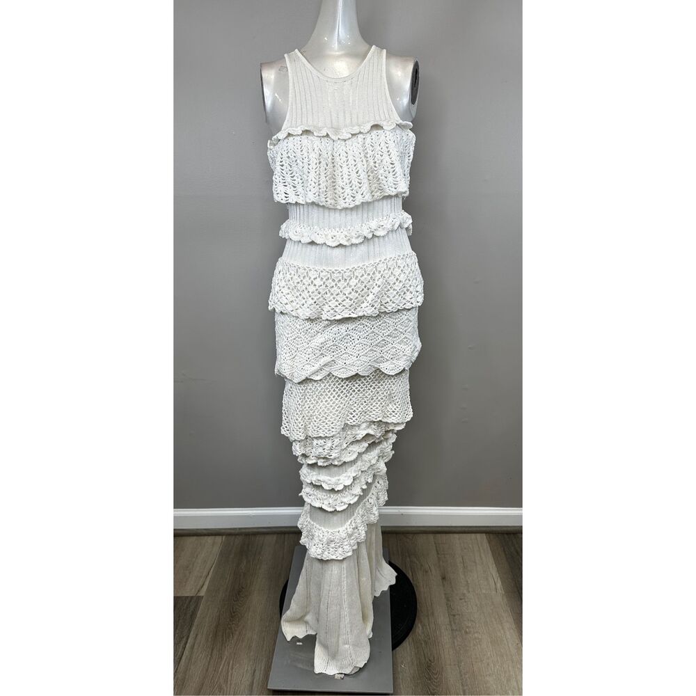 NWT Staud Sorrento Cotton-Blend Ruffle Maxi Dress Size M $995 - Picture 3 of 8